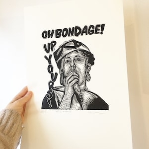 Poly Styrene Portrait Print - Feminist Icon - Linocut Art Print - Punk Wall Decor - Music Art - 70s Punk - British Musician - Female Artist