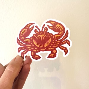 Crab Sticker - Crab Waterbottle Sticker - Crab Laptop Sticker - Crab Bumper Sticker - Waterproof Sticker - Cooler Sticker - Beachy Stickers