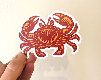 Crab Sticker - Crab Waterbottle Sticker - Crab Laptop Sticker - Crab Bumper Sticker - Waterproof Sticker - Cooler Sticker - Beachy Stickers
