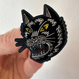 Cat Enamel Pin - Cat Pin for Jacket - Cat Pin for Tote - Cat Lover Gift - Punk Pins - Halloween Gift - Cat Gift - Goth Pins - Black Cat