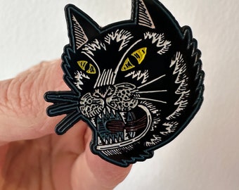 Cat Enamel Pin - Cat Pin for Jacket - Cat Pin for Tote - Cat Lover Gift - Punk Pins - Halloween Gift - Cat Gift - Goth Pins - Black Cat