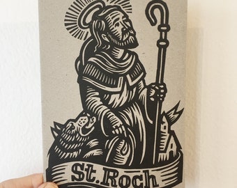 5x7 Postcard - St. Roch Letterpress Postcard - Hand Printed Postcards