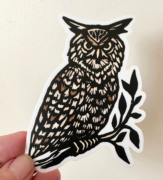 Great Horned Owl Sticker - Waterproof Sticker - Bird Stickers - Bumper Sticker- Water Bottle Sticker - Car Sticker - Animal Stickers