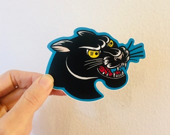 Sticker for Water Bottle Black Panther - Tattoo Style Art Sticker- Waterproof Sticker for Car or Laptop