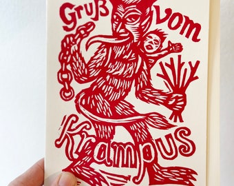 Krampus Card 5 Pack - Krampusnacht Greeting Cards - Krampus Party Invitations - Holiday Cards
