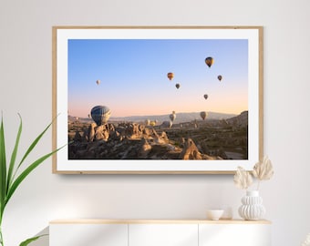 Kappadokien Heißluftballons Druck, Türkei Sunrise Ballons Reise Fotografie, Natur, Landschaft Wandkunst (Ungerahmt), moderne Hauswanddekor