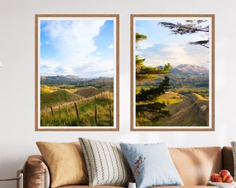 Bauernhof Baum Drucke 2er Set, Neuseeland Reise Fotografie, Bauernhaus, Landschaft, Wald, Baum, Natur modernes Haus Dekor (ungerahmt)