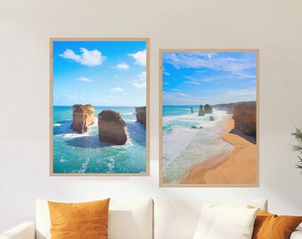 12 Apostel Ozean Fotodruck 2er-Set, australische Küstenwandkunst (ungerahmt)