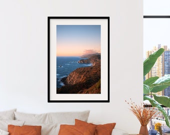 Big Sur Küsten Sonnenuntergang Druck | Kalifornien Reise Ozean Fotografie, Natur Wand Kunst Druck (Ungerahmt), modernes Wohnzimmer Haus Wand Dekor