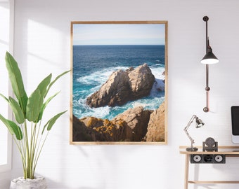 Twin Rocks Druck, Big Sur Kalifornien Küste Reise Fotografie, Meer & Natur Fotodruck, minimalistische moderne Wohnkultur Wandkunst (ungerahmt)
