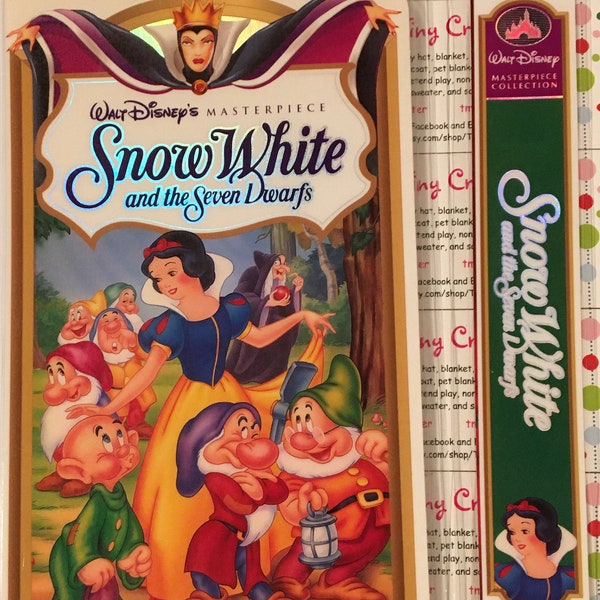 Upcycled VHS Snow White and the Seven Dwarfs movie notebook, journal, sketch, autograph book with Bookmark