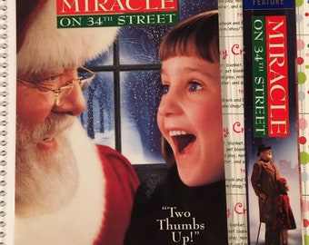 Upcycled VHS Miracle on 34th Street movie notebook, journal, sketch, autograph book with Bookmark