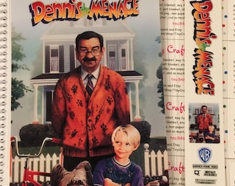 Upcycled VHS Dennis the Menace movie notebook, journal, sketch, autograph book with Bookmark