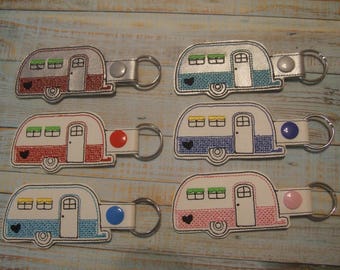 Airstream Camper Glamping Trailer Key Fob Chain Ring Tag Snap Tab for Luggage Backpack Zipper