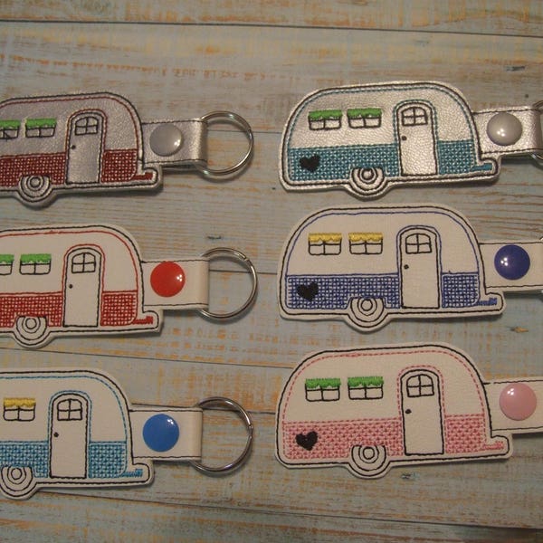 Airstream Camper Glamping Trailer Key Fob Chain Ring Tag Snap Tab for Luggage Backpack Zipper