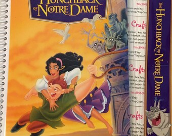 Upcycled VHS The Hunchback of Notre Dame movie notebook, journal, sketch, autograph book with Bookmark