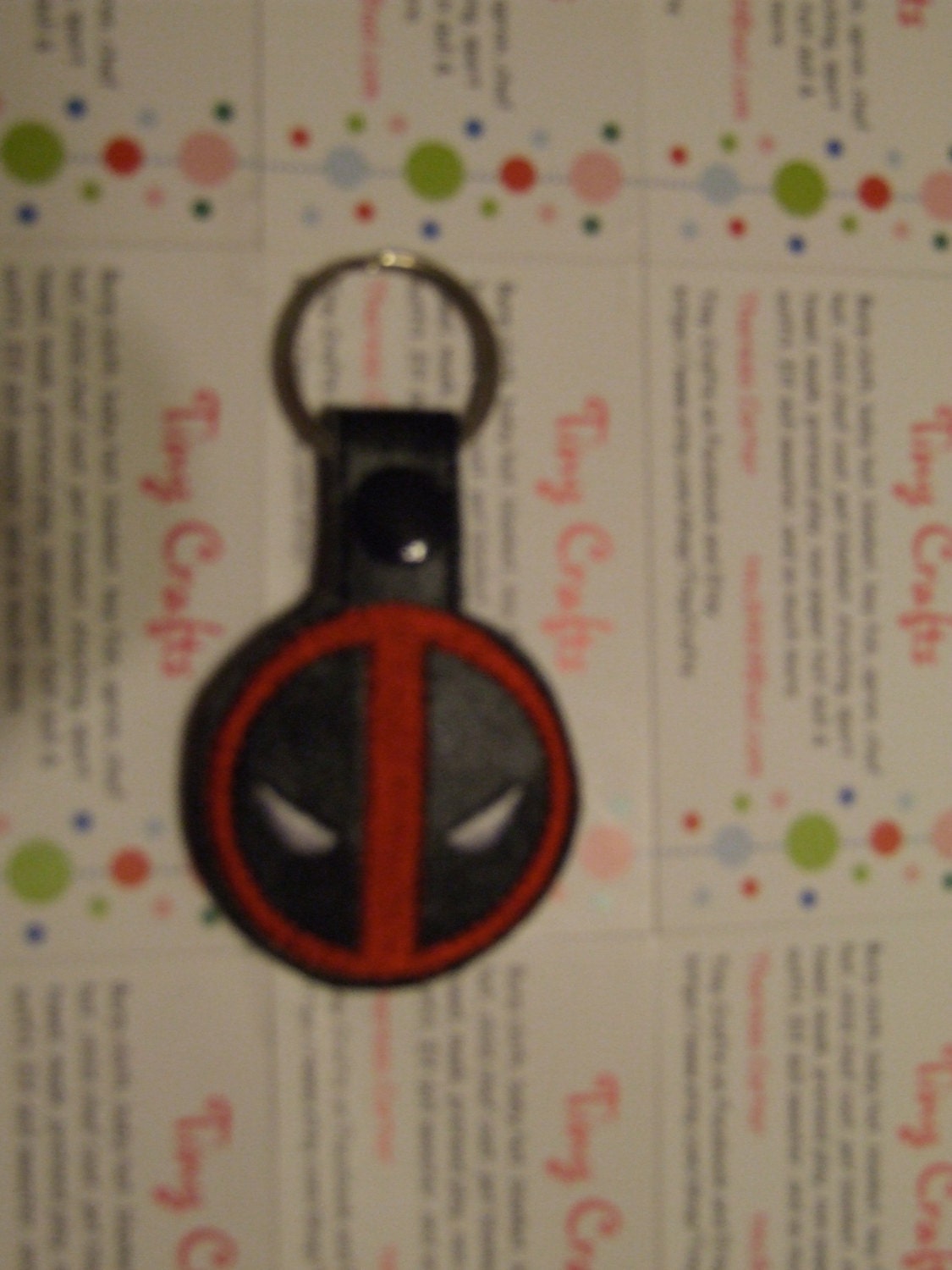 Deadpool Inspired Key Fob Chain Ring Tag Snap Tab for Luggage Backpack ...