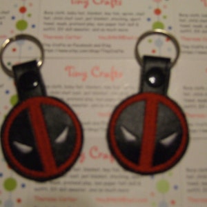 Deadpool inspired Key Fob Chain Ring Tag Snap Tab for Luggage Backpack Zipper Pull