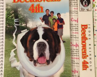 Upcycled VHS Beethoven’s 4th movie notebook, journal, sketch, autograph book with Bookmark