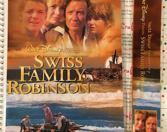 Upcycled VHS Swiss Family Robinson movie notebook, journal, sketch, autograph book with Bookmark