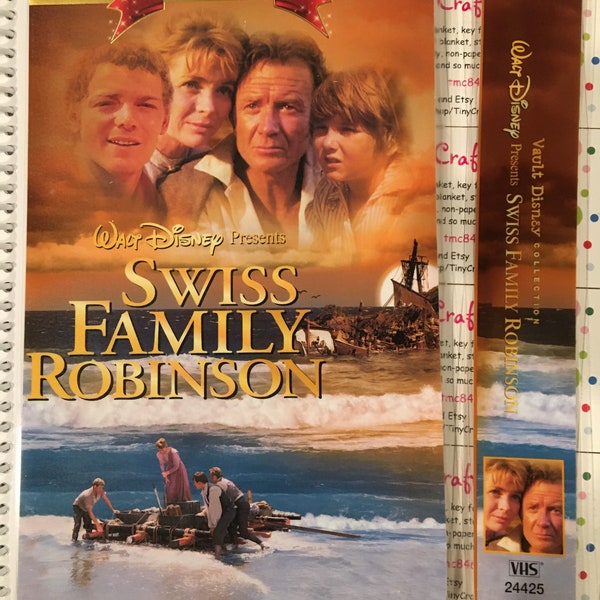 Upcycled VHS Swiss Family Robinson movie notebook, journal, sketch, autograph book with Bookmark