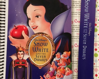 Upcycled VHS Snow White and the Seven Dwarfs platinum edition movie notebook, journal, sketch, autograph book with Bookmark