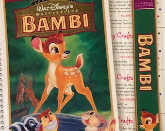 Upcycled VHS Bambi movie notebook, journal, sketch, autograph book with Bookmark
