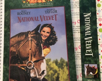 Upcycled VHS National Velvet movie notebook, journal, sketch, autograph book with Bookmark