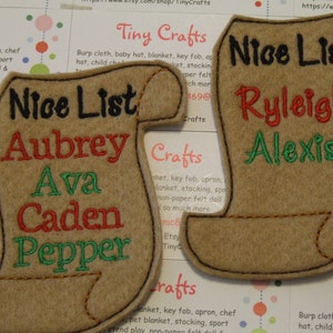 Elf or Pixie Nice or Naughty List can be Personalized custom embroidered