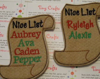 Elf or Pixie Nice or Naughty List can be Personalized custom embroidered