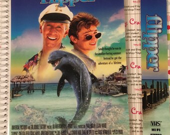 Upcycled VHS Flipper movie notebook, journal, sketch, autograph book with Bookmark