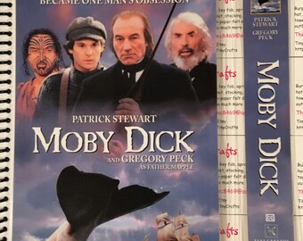 Upcycled VHS Moby Dick movie notebook, journal, sketch, autograph book with Bookmark