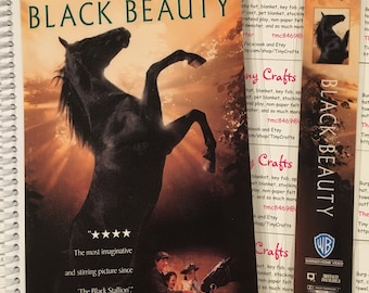 Upcycled VHS Black Beauty movie notebook, journal, sketch, autograph book with Bookmark