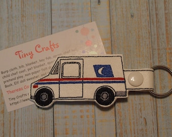 Mail Truck Key Fob Chain Ring Tag for Luggage Backpack Zipper