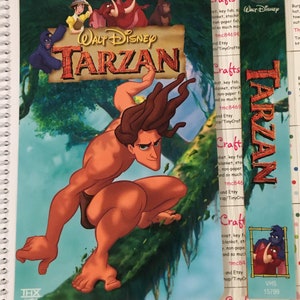 Upcycled VHS Tarzan movie notebook, journal, sketch, autograph book with Bookmark