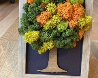 Arte de pared / Decoración de musgo / Arte de madera / Decoración del hogar / Hermoso regalo para el hogar / Marco de pared único / El árbol de la vida