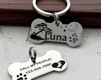 Dog ID Tag, Custom Engraved Dog Name Tag, Quality Dog Tag Personalized Logo, Black Dog Tag With Name, Phone Numbers for Dogs, Bone Dog Tag
