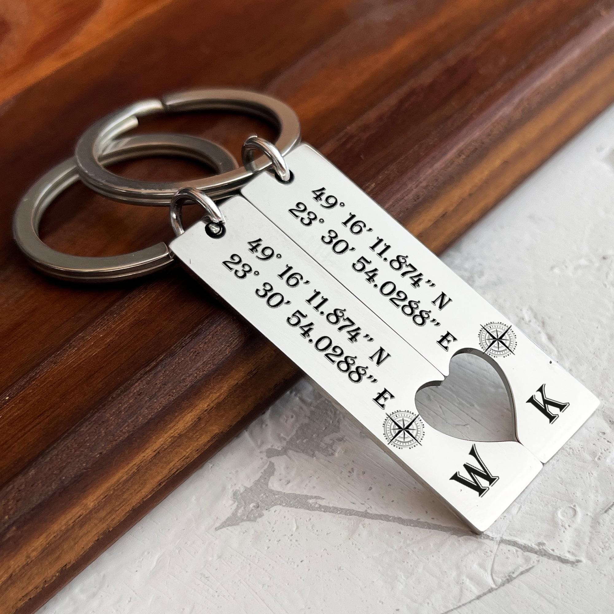 Personalised Engraved Special Date Keyrings, Anniversary Gift for Couples, Couple Heart Keyring Set, Valentines Gift, Keyring for Couples
