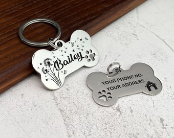 Dog Tag, Dog ID Tag, Dog Name Tag, Custom Dog Tag, Engraved Dog Tag, Dog Tag Personalized, Black Dog Tag Personalized for Dogs, Bone Dog Tag