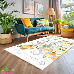 Dekorativer Europa-Teppich, Illustrierter Europa-Teppich, Kinder-Lerndekor, Lustiger Lern-Europa-Teppich, Illustrierte Sehenswürdigkeiten und Kultur