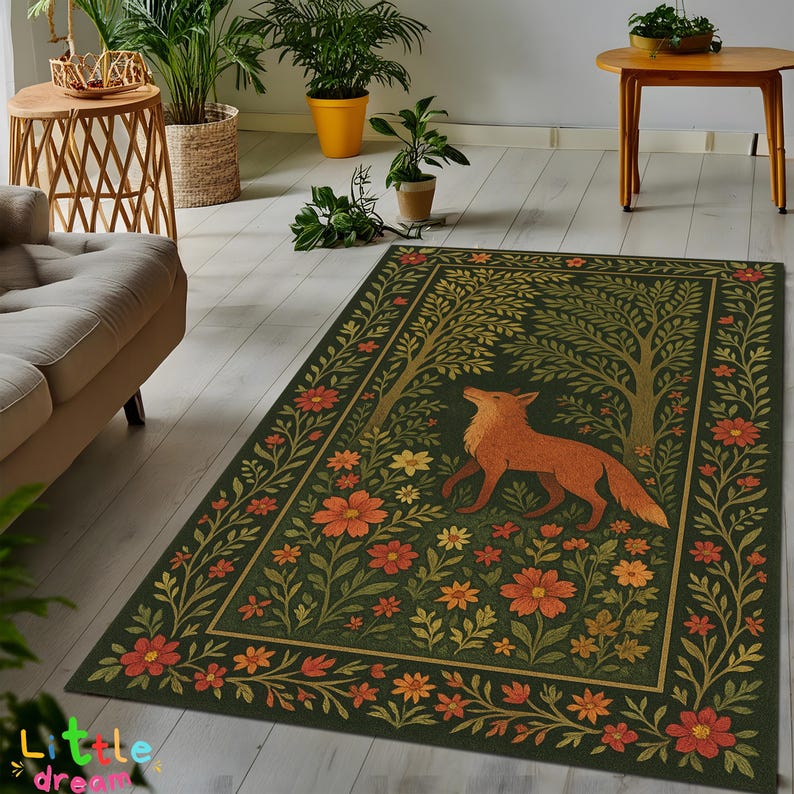 Alfombra de zorro del bosque encantado: decoración de habitación infantil con temática de bosque otoñal imagen 3