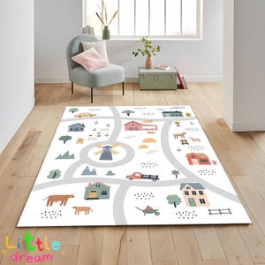 Abenteuer Kinderteppich: Ländliche Karte Spielzeit Teppich