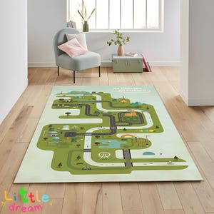Städte der Zukunft Spielteppich, Kinderspielteppich, Straßen und Gebäude Teppich, Interaktiver Spielteppich, Kinderteppich