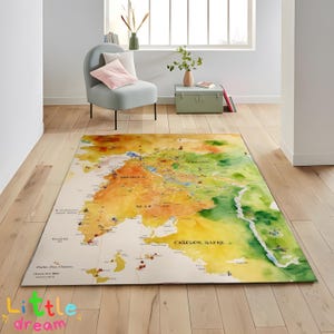 Tapis aquarelle carte de l'Europe, tapis européen coloré, décoration d'intérieur éducative, bureau, tapis artistique carte de l'Europe, tapis européen peint