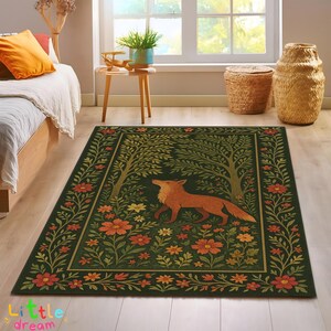 Alfombra de zorro del bosque encantado: decoración de habitación infantil con temática de bosque otoñal imagen 1
