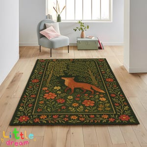 Alfombra de zorro del bosque encantado: decoración de habitación infantil con temática de bosque otoñal imagen 2