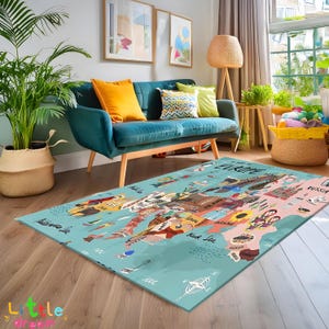 Carte illustrée de l'Europe, Décoration d'intérieur éducative, Chambre d'enfants, Zone lunatique de la carte de l'Europe, Pays européens style dessin animé, Décoration de salle de jeux