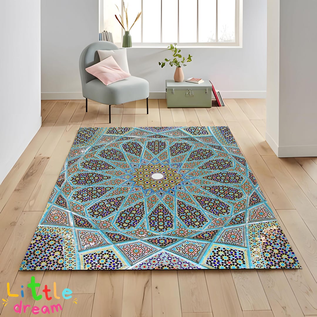 Islamic Geometric Rug: Moorish Mosaic Medallion, Oriental Carpet - Etsy