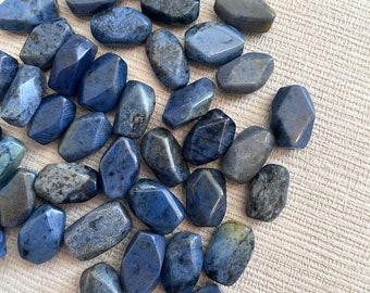 Blue Dumortierite Faceted Nugget Stone Beads, Blue Beads for Jewelry Making | 10 x 15mm