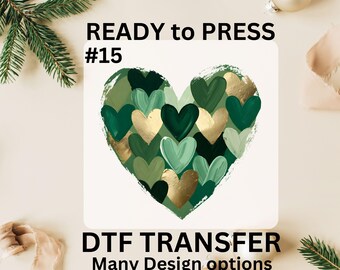 Hand Painted St. Patrick’s Day Heart DTF Transfer Ready to Press, Brushstroke Irish Festive Iron-on Heat Print